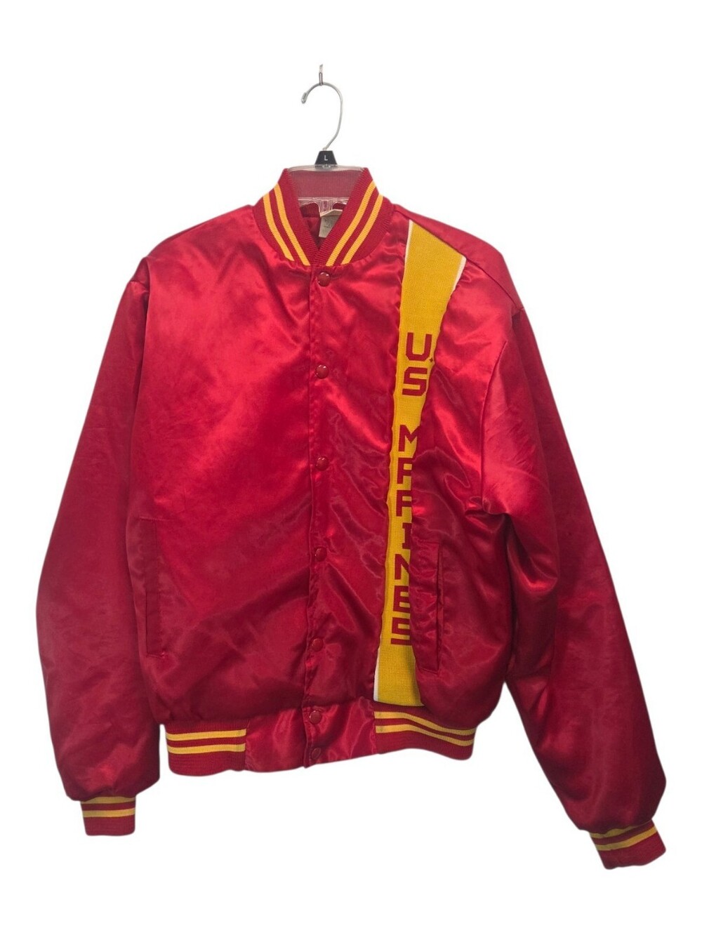 Vtg Soffe Jackets Marines Force Recon Satin Bomber Jacket Red USA Size Large